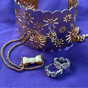 Kate spade jewelry bundle silver Gatsby Dot Huggie Earrings gold Moon River Bow